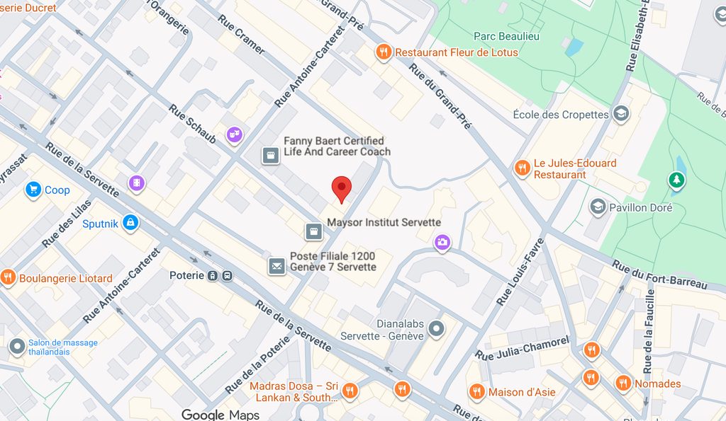 Plan d’accès au cabinet OrduTemps, rue Jean-Robert-Chouet 13 à Genève